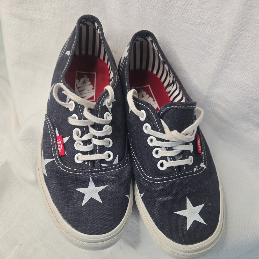 Vans Unisex Sneakers Navy Blue with White Stars sz 6.5 Mens - 8 Women